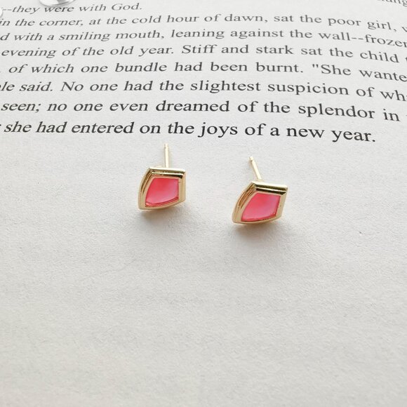 Kendra Scott Jewelry - NEW KENDRA SCOTT Monica Light Burgundy Illusion Gold Stud Earrings AUTHENTIC